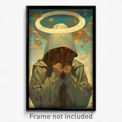 Art Poster - Man Feeling Tension Wearing Angelic Hoodie Lift (Print)