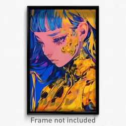 Art Poster - Girl Feeling Dislike Wearing Glossy Gold Armor (Print)
