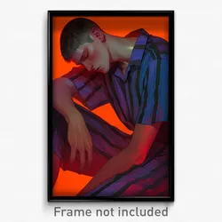 Art Poster - Man Feeling Numb Wearing Silky Striped (Print)