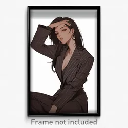Anime Art Poster - Girl Feeling Bewildered Wearing Well Groomed Suit (Print)