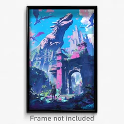 Art Poster - A Time-traveling Adventurer Exploring Ancient Ruins In A Distant
