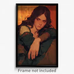 Art Poster - Woman Feeling Resentment Wearing Small Elbow Pads (Print)