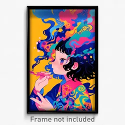 Art Poster - Girl Feeling Alarm Wearing Husky Wand (Print)