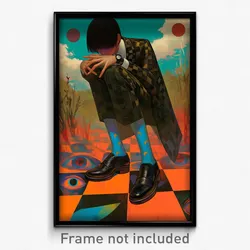Art Poster - Boy Feeling Vengeful Wearing Enchanting Black Footwear (Print)