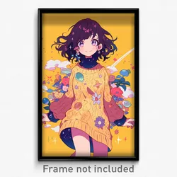 Anime Art Poster - Woman Feeling Enthusiasm, Valuable Sweater Dress (Print)