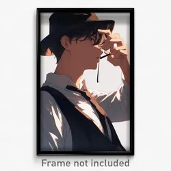 Anime Art Poster - Boy Feeling Tension Wearing Shadowy Fedora (Print)