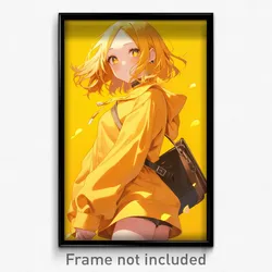 Anime Art Poster - Women Feeling Alarm Wearing Momentous Yellow