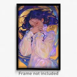 Art Poster - Girl Feeling Claustrophobic Wearing Buoyant White Scrunchie (Print)