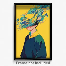 Anime Art Poster - Boy Feeling Undermined, Sophisticated Yellow Headwear (Print)