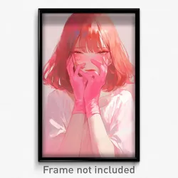 Anime Art Poster - Woman Feeling Discomfort, Beautiful Pink Gloves (Print)