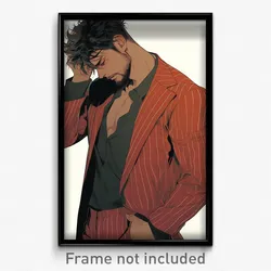Anime Art Poster - Man Feeling Courage Wearing Glaring Suit Jacket (Print)