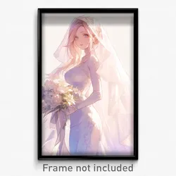 Anime Art Poster - Women Feeling Baffled Wearing Unequal Wedding Dress