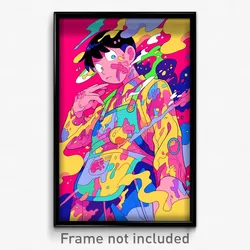 Anime Art Poster - Man Feeling Lazy Wearing Multicolored White Apron (Print)