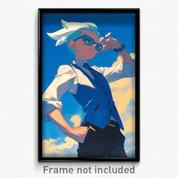Anime Art Poster - Boy Feeling Coercive, Quirky Blue Tinted Eyewear (Print)