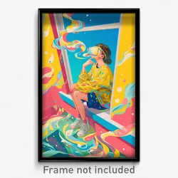 Art Poster - Reflecting Ferry (Psychedelic Trippy Weird 11x17 Print)