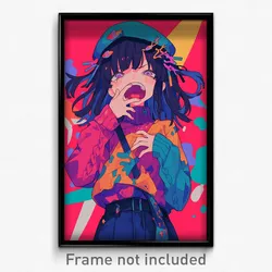 Anime Art Poster - Girl Feeling Yawning Wearing Crafty Adjusting Clothes (Print)