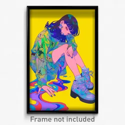Anime Art Poster - Woman Feeling Possessive, Purple Purple Footwear (Print)
