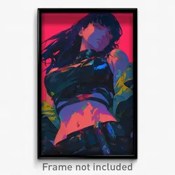 Anime Art Poster - Woman Feeling Comfortable Wearing Modern Black Armor (Print)