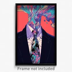 Art Poster - Man Feeling Politeness Wearing Grandiose Black Necktie (Print)
