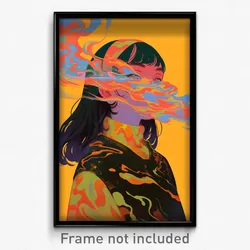 Art Poster - Girl Feeling Demoralized Wearing Grizzled Yellow Hairband (Print)