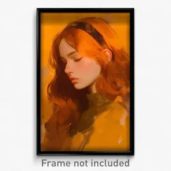 Art Poster - Woman Feeling Love Wearing Well Worn Orange Hairband (Print)
