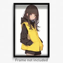 Anime Art Poster - Girl Feeling Hatred Wearing Advanced Yellow Vest (Print)