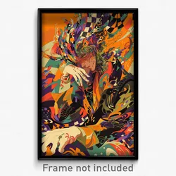 Art Poster - Man Feeling Vicious Wearing Wavy Feather Hair Ornament (Print)