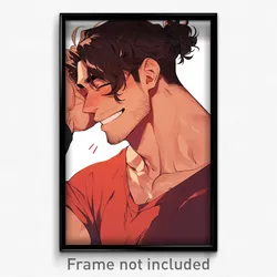 Anime Art Poster - Man Feeling Self Caring Wearing Zigzag Red Scrunchie (Print)