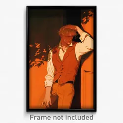 Art Poster - Man Feeling Relieved Wearing Beautiful Orange Vest (Print)