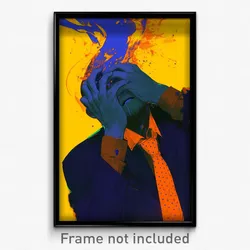 Anime Art Poster - Man Feeling Discontentment, Well To Do Orange Necktie (Print)