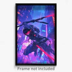 Art Poster - A Cybernetic Assassin Hunting Down Its Target In A Neon-lit