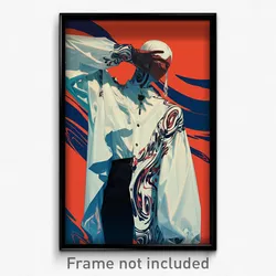 Anime Art Poster - Boy Feeling Submissive Wearing Fabulous White Sleeves (Print)