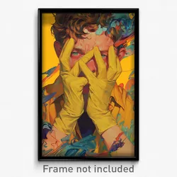 Art Poster - Boy Feeling Rattled Wearing Tidy Yellow Gloves (Print)