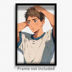 Anime Art Poster - Man Feeling Anxious Wearing Husky Grey Sailor Collar (Print)