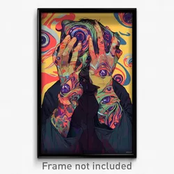 Art Poster - Man Feeling Patience Wearing Glum Feather Trimmed Sleeves (Print)