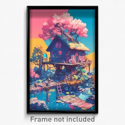 Art Poster - Jaw Dropping Hut (Psychedelic Trippy Weird 11x17 Print)