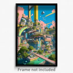Art Poster - Slimy Architecture (Psychedelic Trippy Weird 11x17 Print)