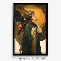 Art Poster - Girl Feeling Astonished Wearing Prestigious Mechanical Halo (Print)