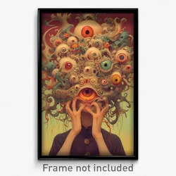 Art Poster - Buzzing Asylum (Psychedelic Trippy Weird 11x17 Print)