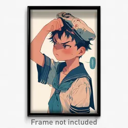 Anime Art Poster - Boys Feeling Infuriated Wearing Naive Sailor Hat