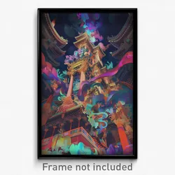 Art Poster - Unusual Temple (Psychedelic Trippy Weird 11x17 Print)
