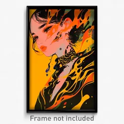 Art Poster - Woman Feeling Relaxed Wearing Silly Orange Choker (Print)