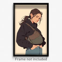 Art Poster - Woman Feeling Troubled Wearing Warm Fanny Pack (Print)