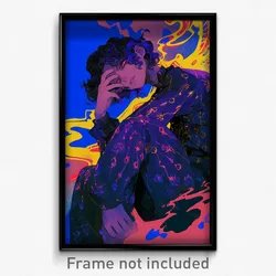 Anime Art Poster - Man Feeling Perplexed Wearing Original Purple Dress (Print)