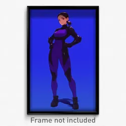 Anime Art Poster - Woman Feeling Mad Wearing Violet Wetsuit