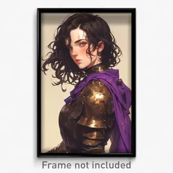 Art Poster - Girl Feeling Dumbstruck Wearing Violet Shoulder Armor (Print)