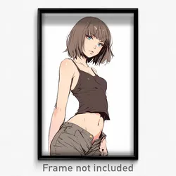 Art Poster - Girl Feeling Resentment Wearing Silver Brown Pants (Print)