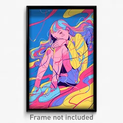 Art Poster - Girl Feeling Neglect Wearing Whimsical String (Print)