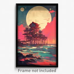 Art Poster - Worn Pier (Psychedelic Trippy Weird 11x17 Print)