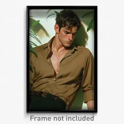 Art Poster - Man Feeling Vicious Wearing Smooth Brown Shirt (Print)